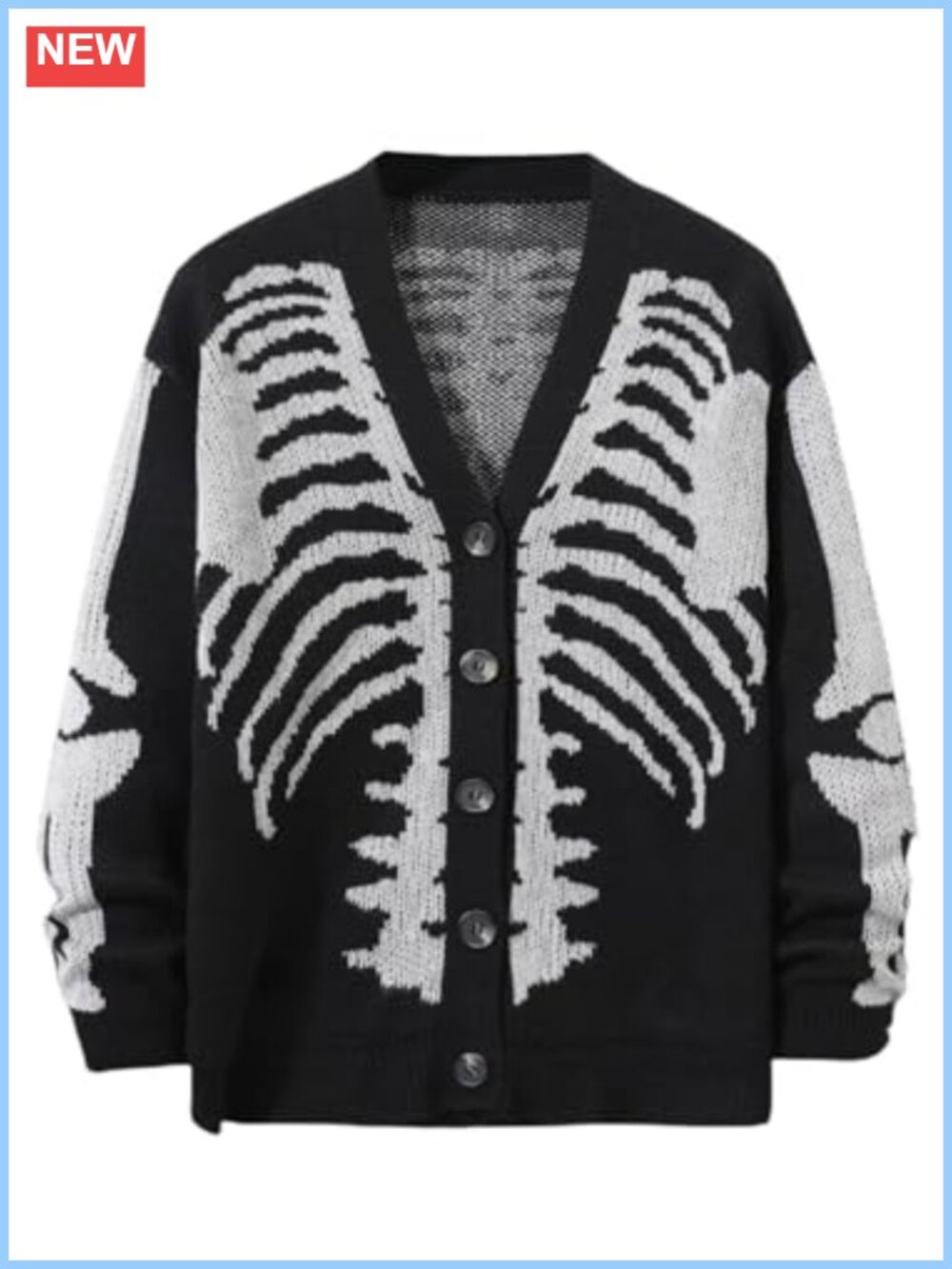 Women's Printed Button Down Cardigan V Neck Drop Shoulder Knit Sweater